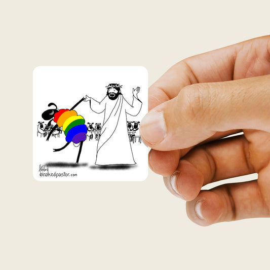 Jesus Dances with the LGBTQ Sheep Sticker - by nakedpastor