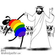 Jesus Dances with the LGBTQ Sheep Digital Cartoon - by nakedpastor