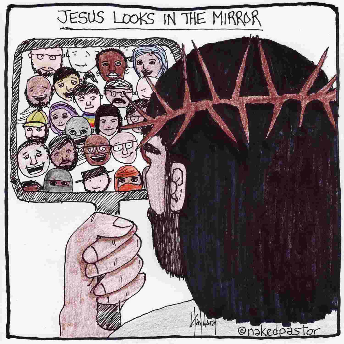 Jesus Looks in the Mirror Print - by nakedpastor