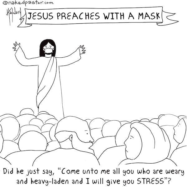 Jesus Preaches With a Mask Digital Cartoon
