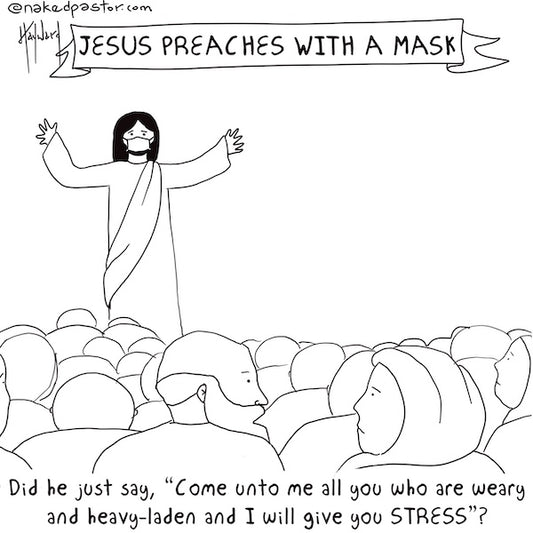 Jesus Preaches With a Mask Digital Cartoon