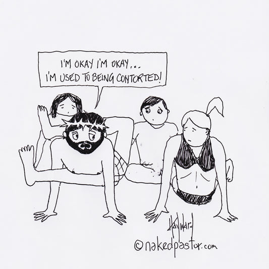 Jesus Does Yoga Digital Cartoon - by nakedpastor