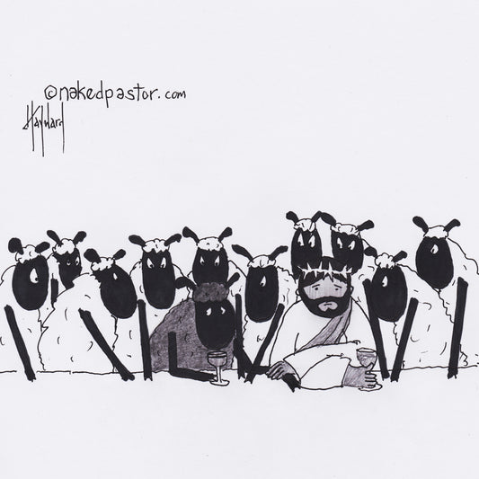 Jesus Drinks with the Black Sheep Digital Cartoon - by nakedpastor