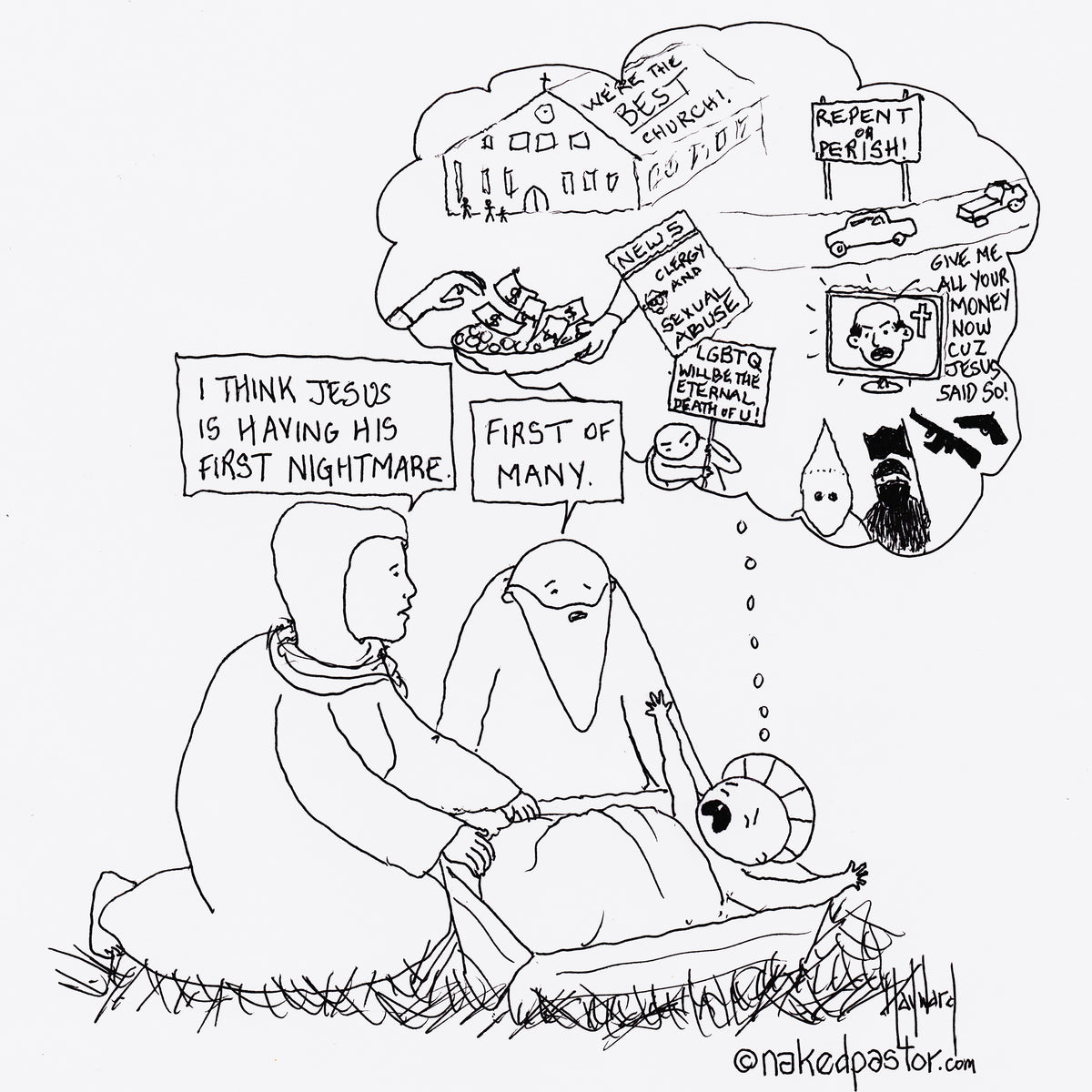 Jesus' First Nightmare Digital Cartoon - by nakedpastor