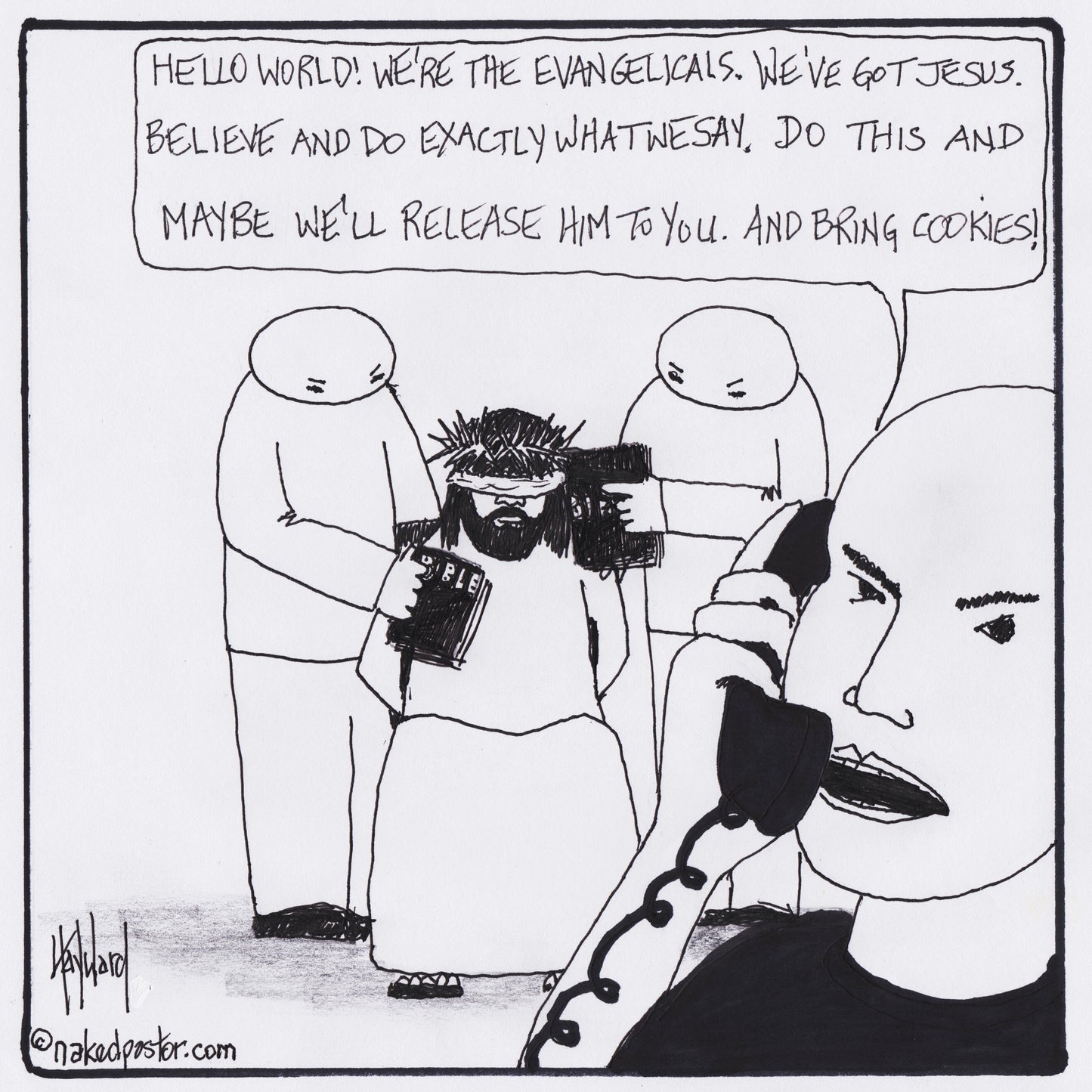Jesus Held Hostage Digital Cartoon