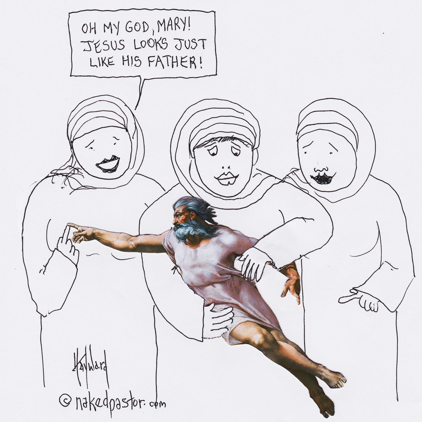 Jesus Looks Just Like His Father Digital Cartoon