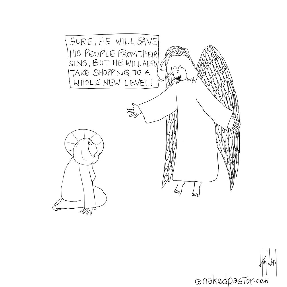 Jesus Savior and Shopping Digital Cartoon