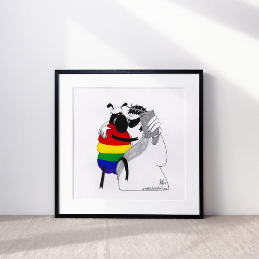 Jesus and the Rainbow Sheep Selfie Print-Queer Christian Art Prints-nakedpastor