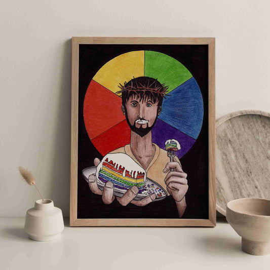 Let Them Eat Cake Jesus Print-Queer Christian Art Prints-nakedpastor