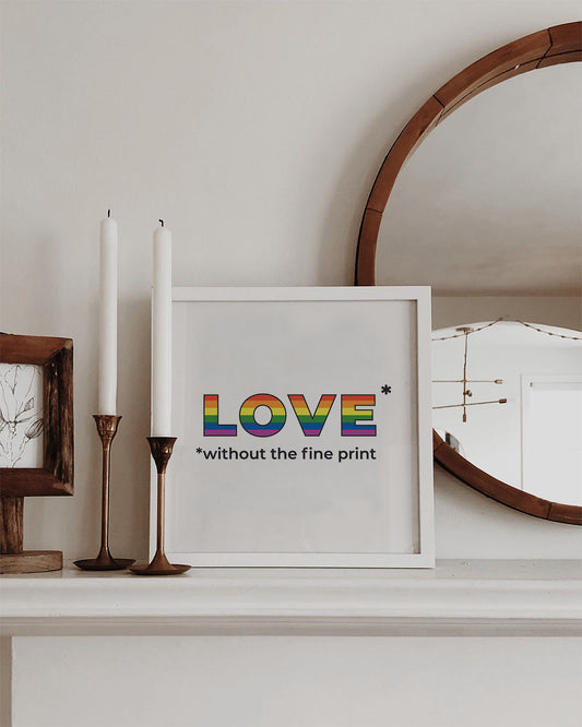 Love Without the Fine Print Cartoon Print-Queer Christian Art Prints-nakedpastor