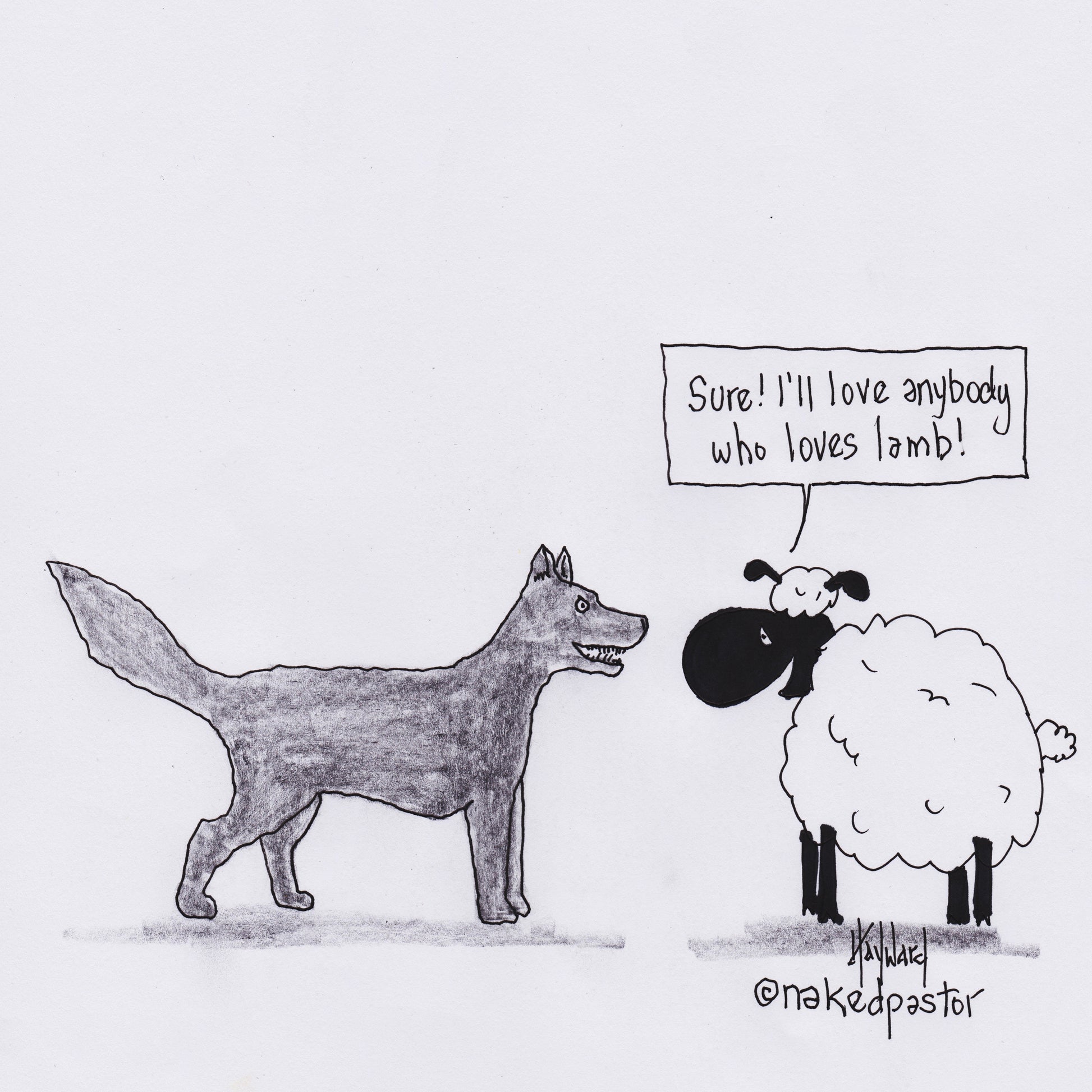 Loves Lamb Digital Cartoon - by nakedpastor