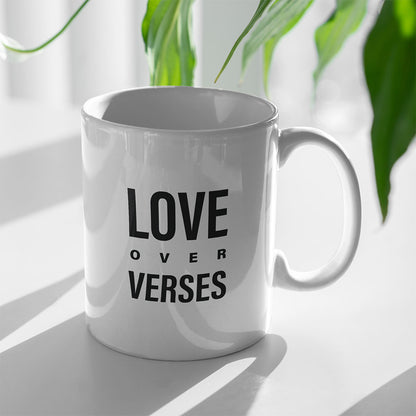 Love Over Verses White Glossy Mug
