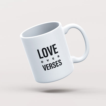 Love Over Verses White Glossy Mug