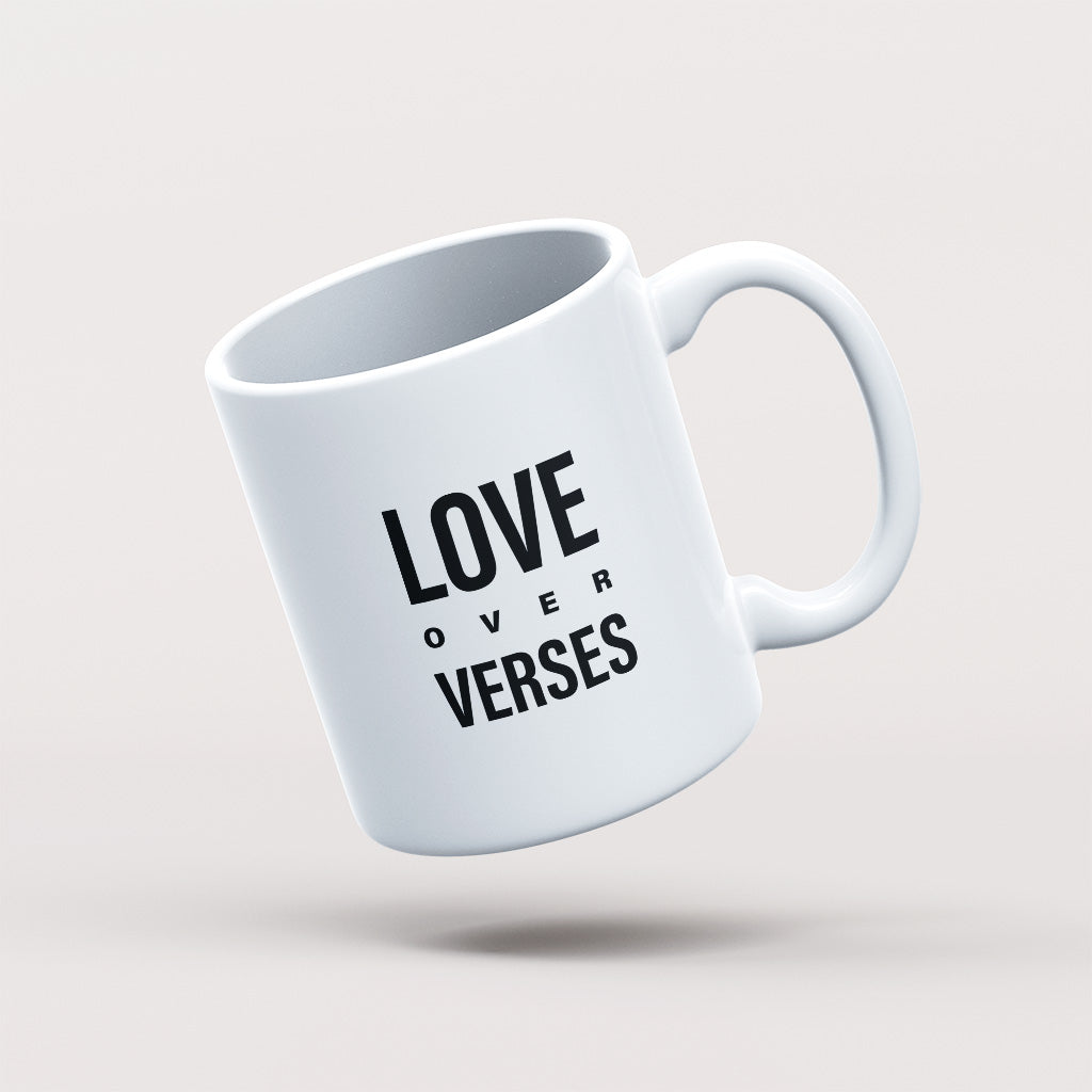 Love Over Verses White Glossy Mug - by nakedpastor