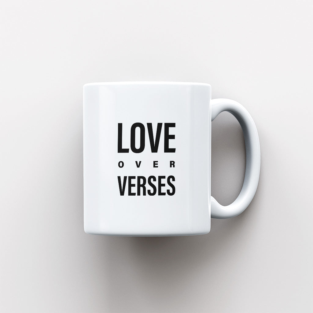 Love Over Verses White Glossy Mug - by nakedpastor