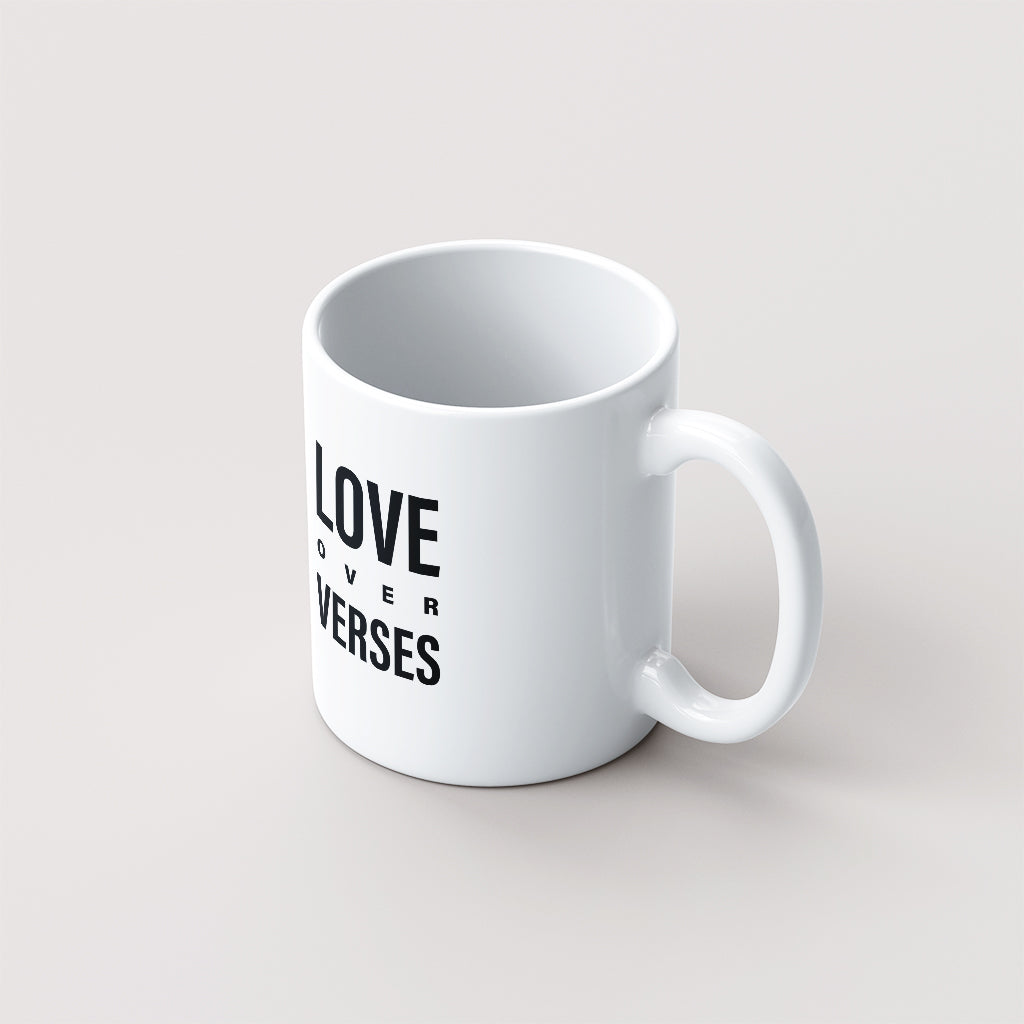 Love Over Verses White Glossy Mug - by nakedpastor