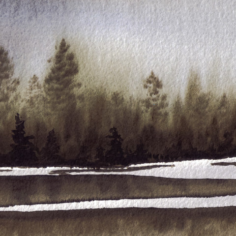 Spring Fog and Ice Watercolor Print