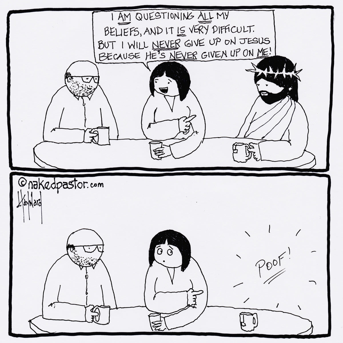 Never Give Up on Jesus Digital Cartoon - by nakedpastor