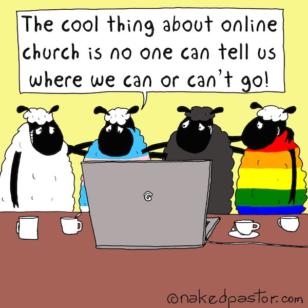 Online Church for All Digital Cartoon