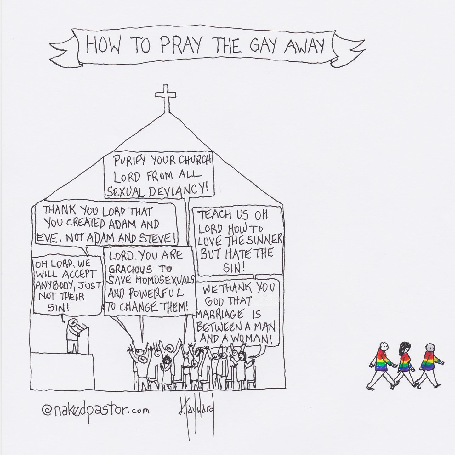 How to Pray the Gay Away Digital Cartoon