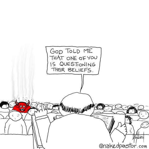 Questioning Their Beliefs Digital Cartoon