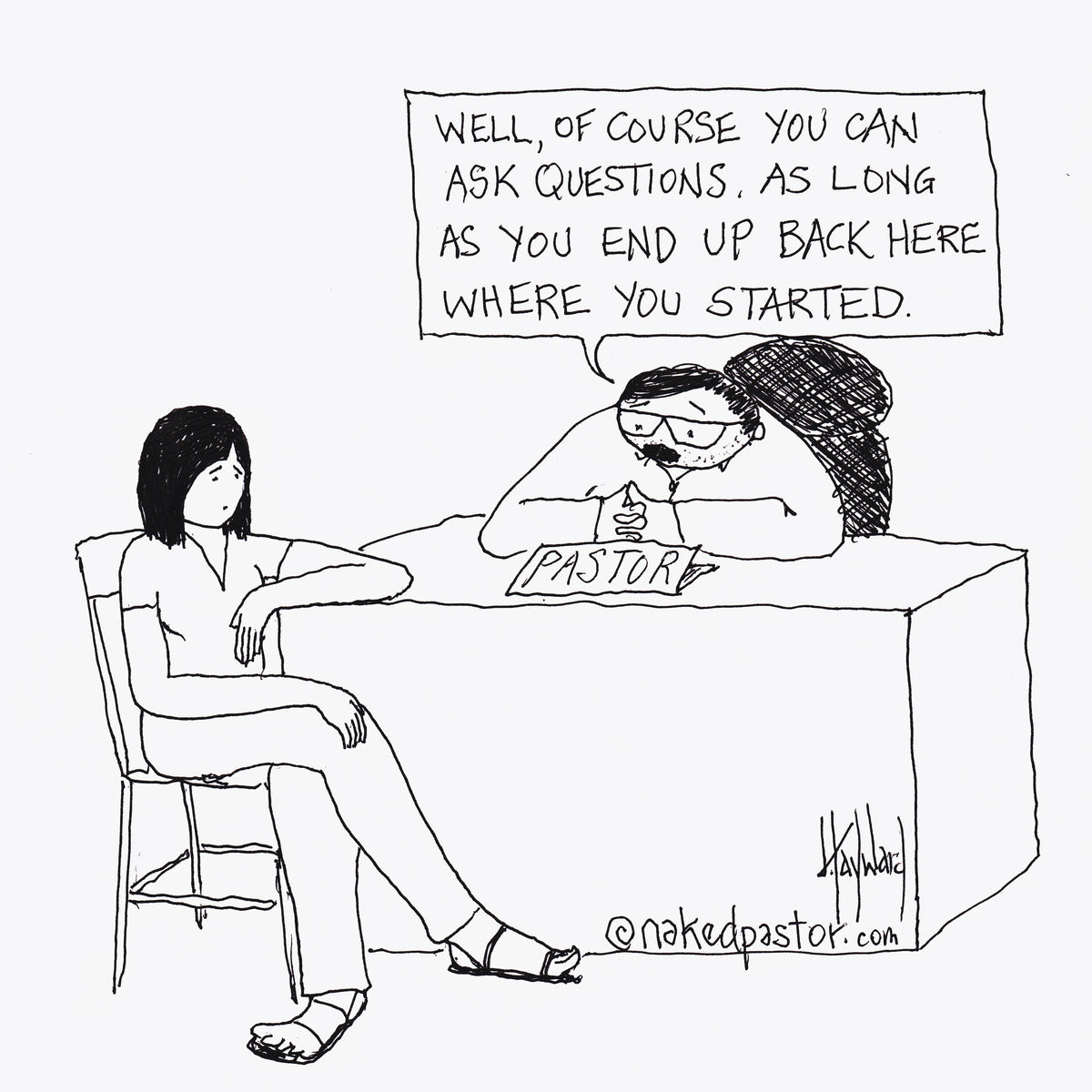Questions will Lead You Astray Digital Cartoon - by nakedpastor