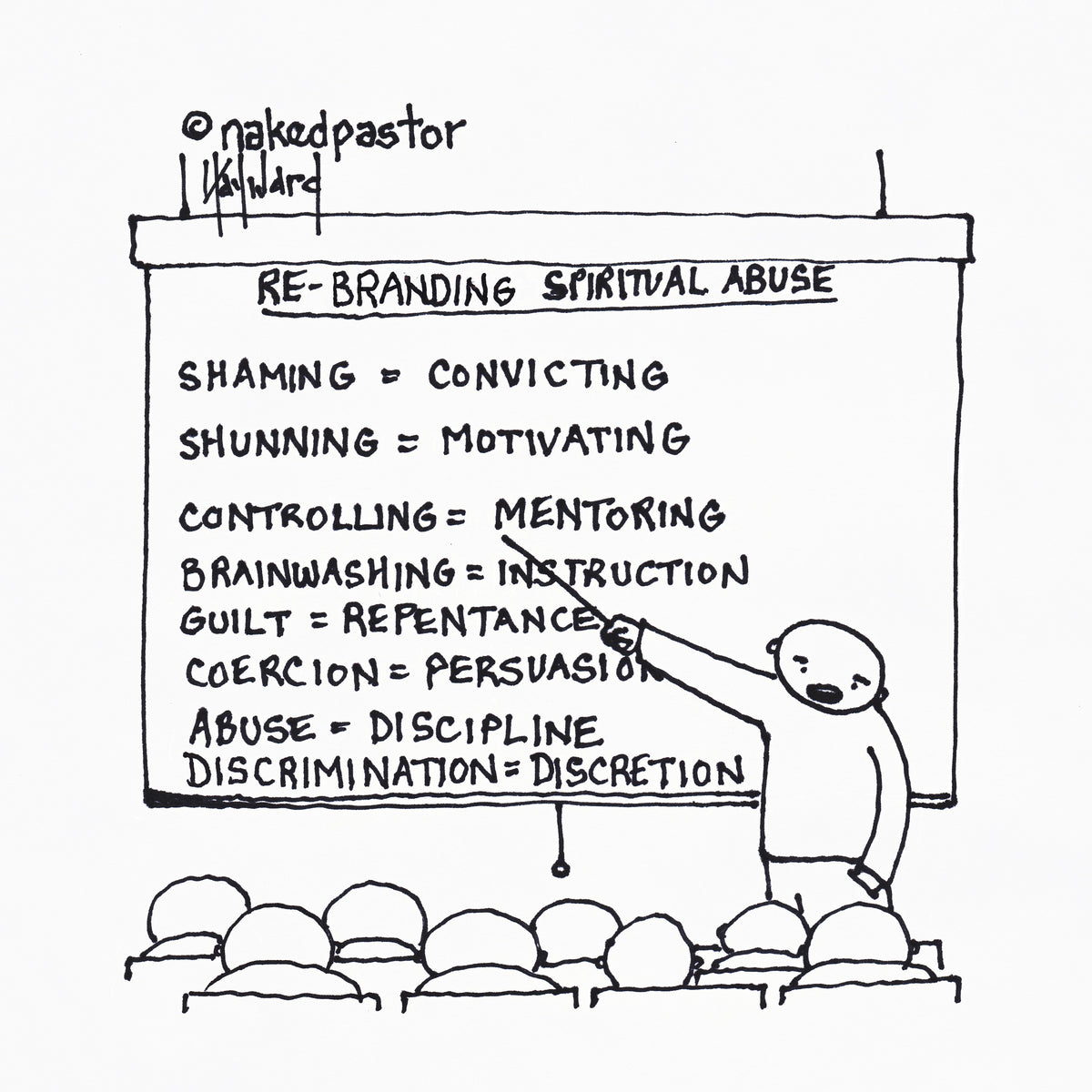 Rebranding Spiritual Abuse Digital Cartoon - by nakedpastor