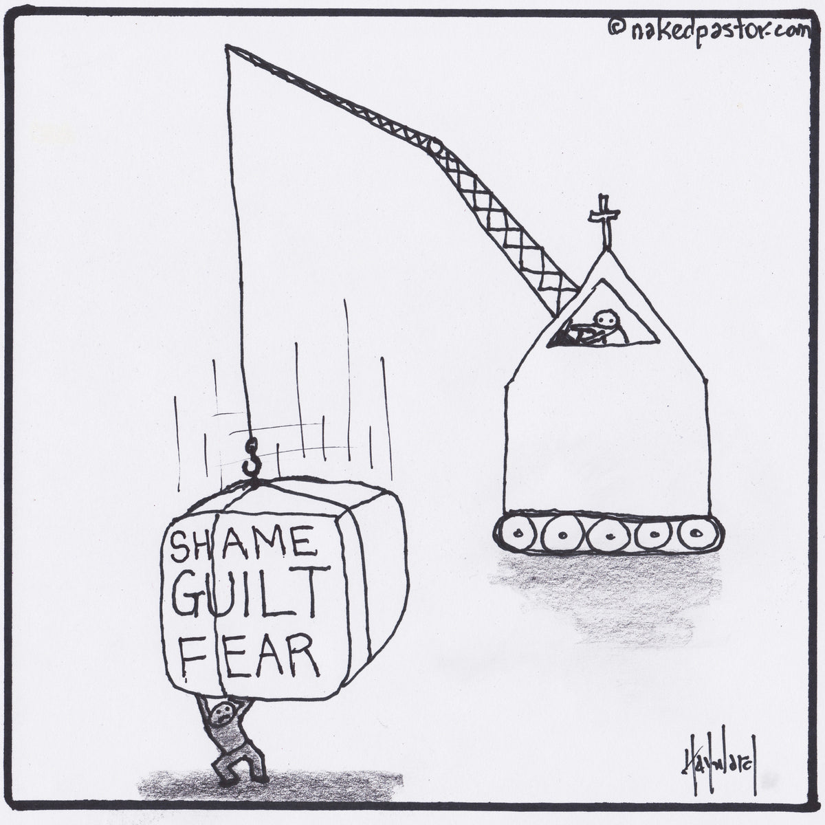 Shame Guilt Fear Digital Cartoon - by nakedpastor