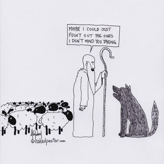 Shepherd and Wolf Agreement Digital Cartoon - by nakedpastor