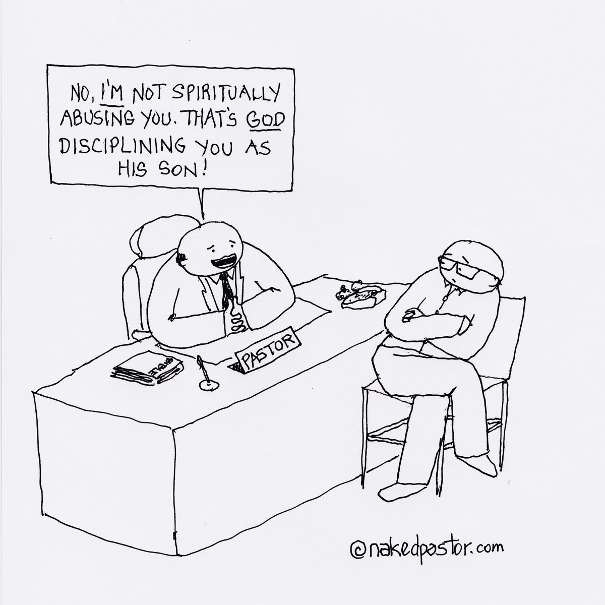 Spiritual Abuse or Discipline? Digital Cartoon - by nakedpastor