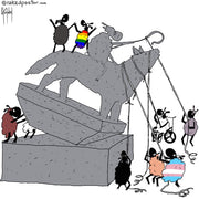 Statue Toppling Sheep Digital Cartoon - by nakedpastor