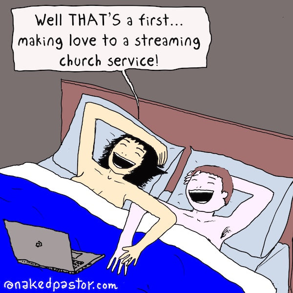 Streaming Church or Steamy Church Digital Cartoon