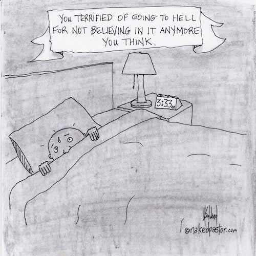 Terrified of Going to Hell Digital Cartoon