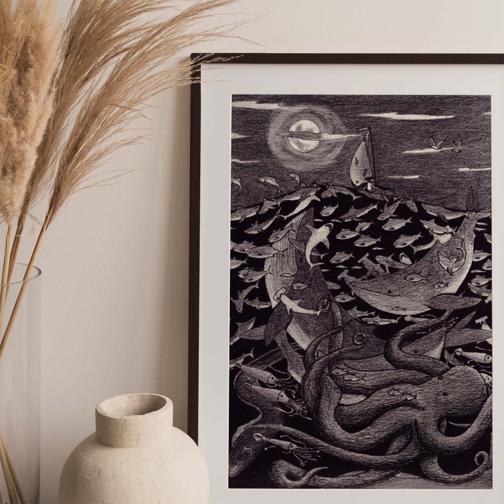 The Voyage of Saint Brendan Pen and Pencil Print-Drawings-nakedpastor