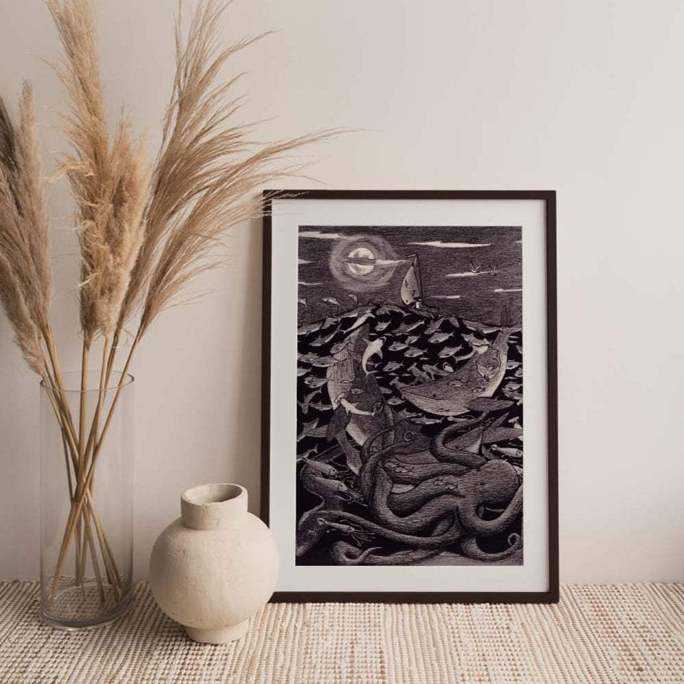 The Voyage of Saint Brendan Pen and Pencil Print-Drawings-nakedpastor