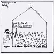 The Church Versus Jesus Digital Cartoon - by nakedpastor