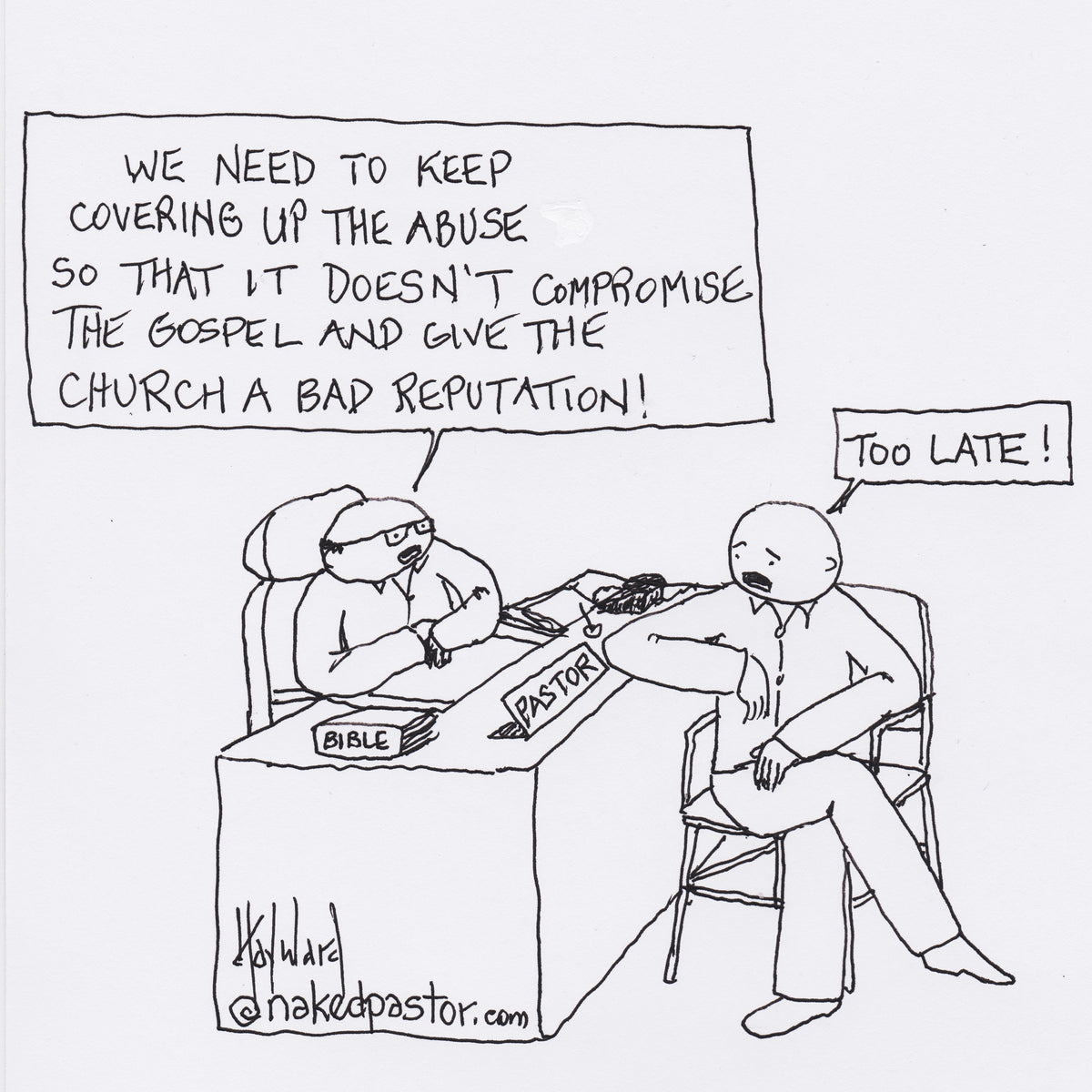 Abuse and the Church's Reputation Digital Cartoon - by nakedpastor