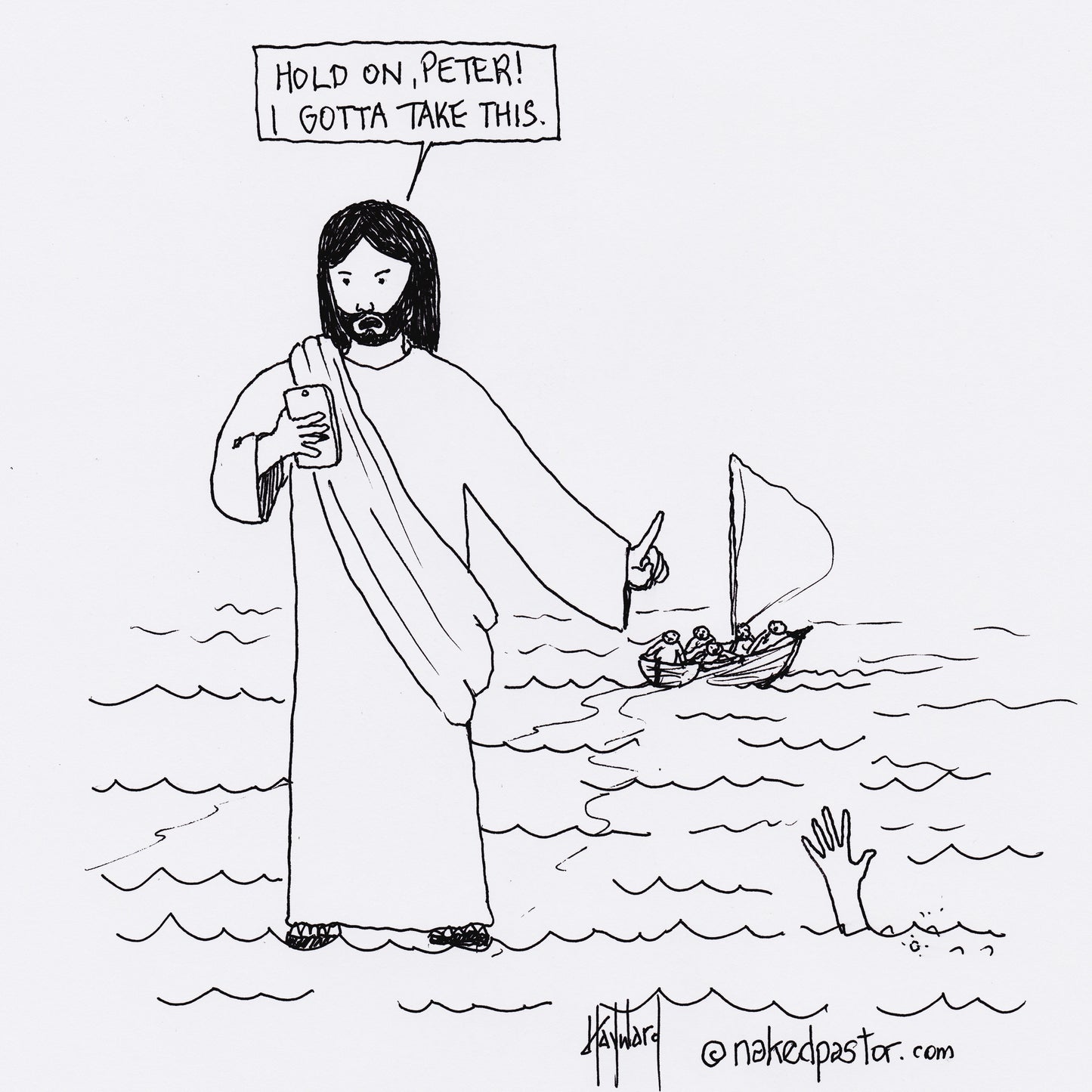 Mobile Jesus Digital Cartoon
