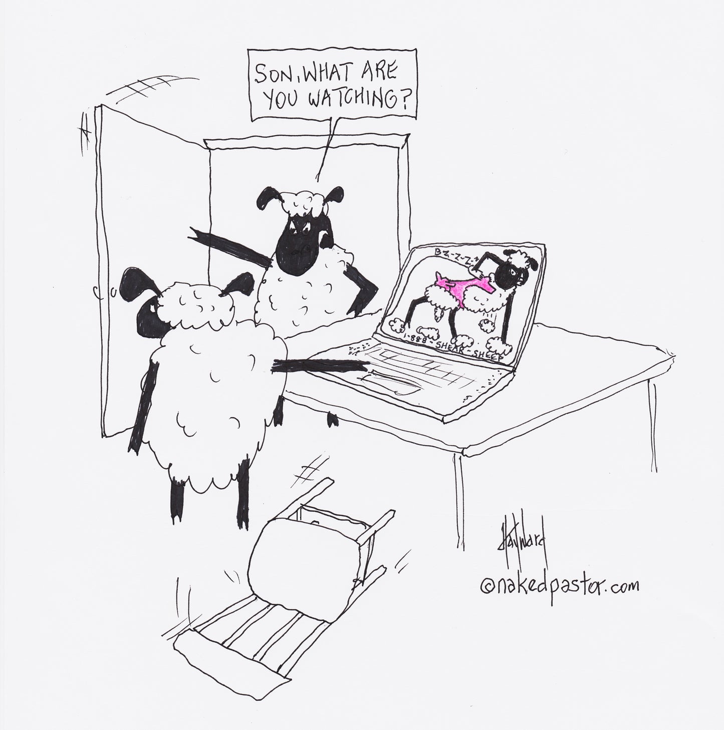 Sheep and Online Porn Digital Cartoon