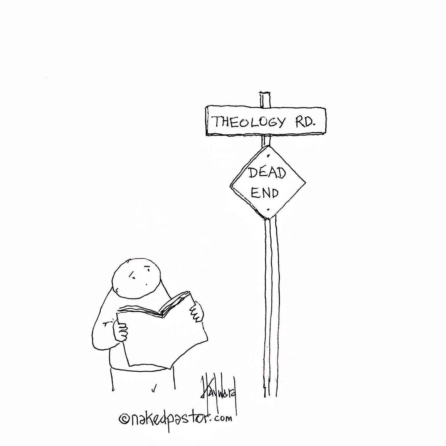 Theology Road Dead End Digital Cartoon