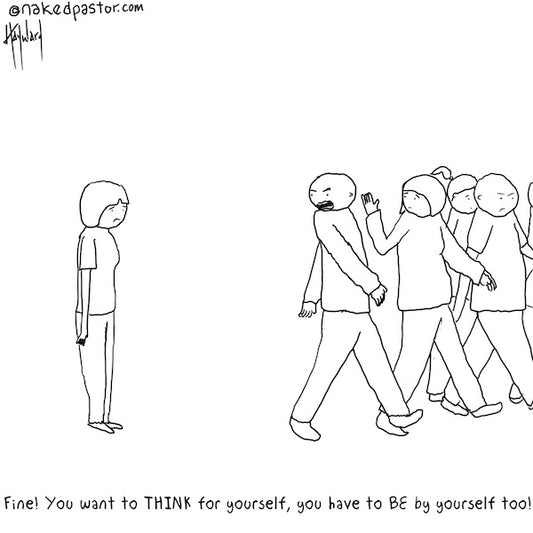 Think for Yourself Be by Yourself Digital Cartoon