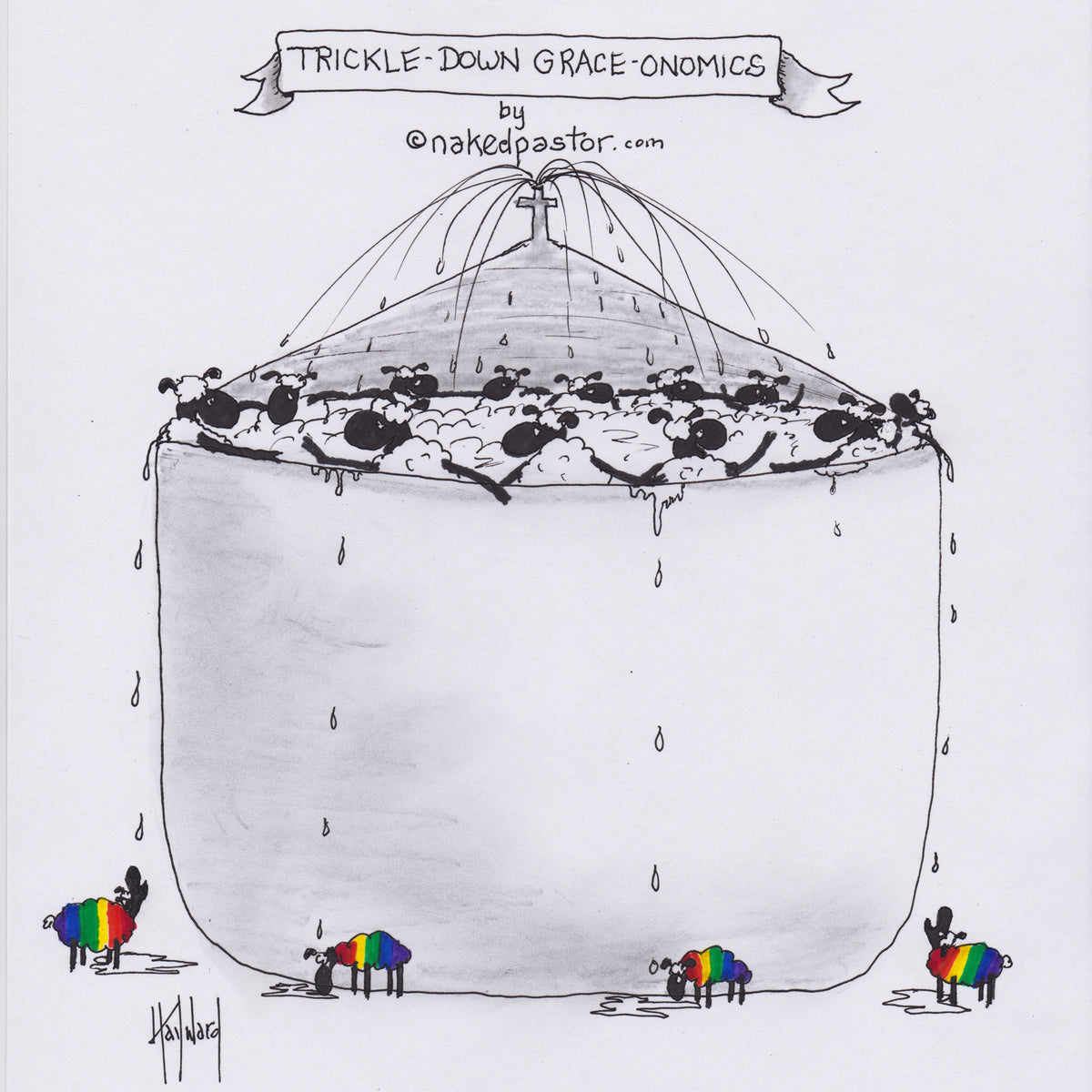 Trickle-Down Graceonomics Digital Cartoon - by nakedpastor
