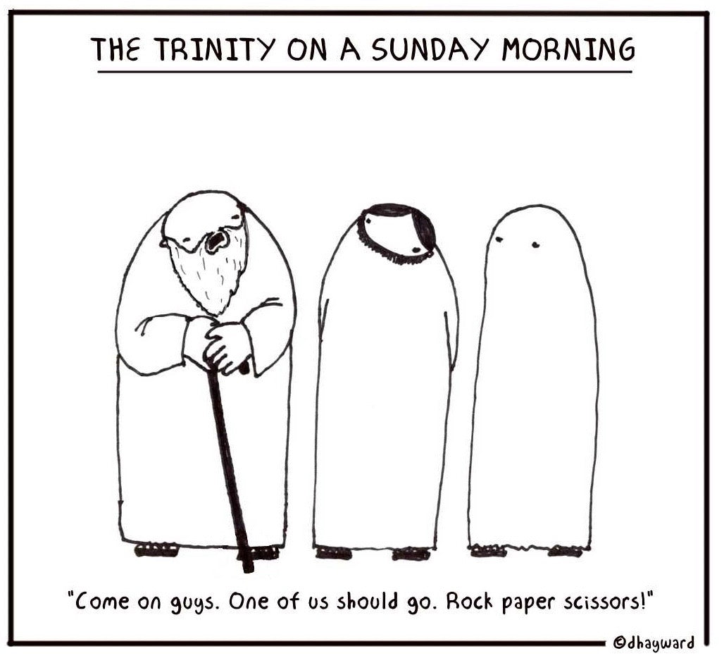 Trinity on a Sunday Morning Digital Cartoon