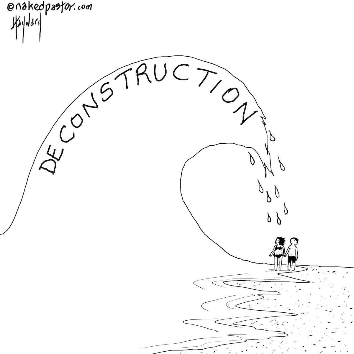 Wave of Deconstruction Digital Cartoon - by nakedpastor