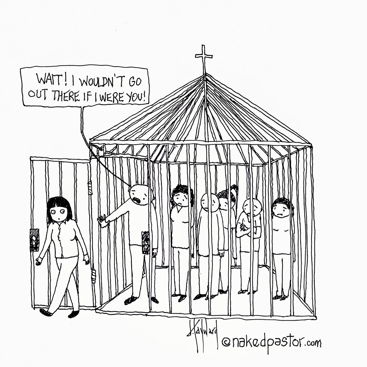 When It's Time to Leave Digital Cartoon - by nakedpastor