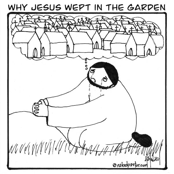 Why Jesus Wept in the Garden Digital Cartoon - by nakedpastor