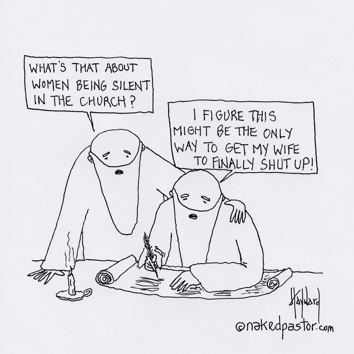 Women Keep Silent Digital Cartoon - by nakedpastor