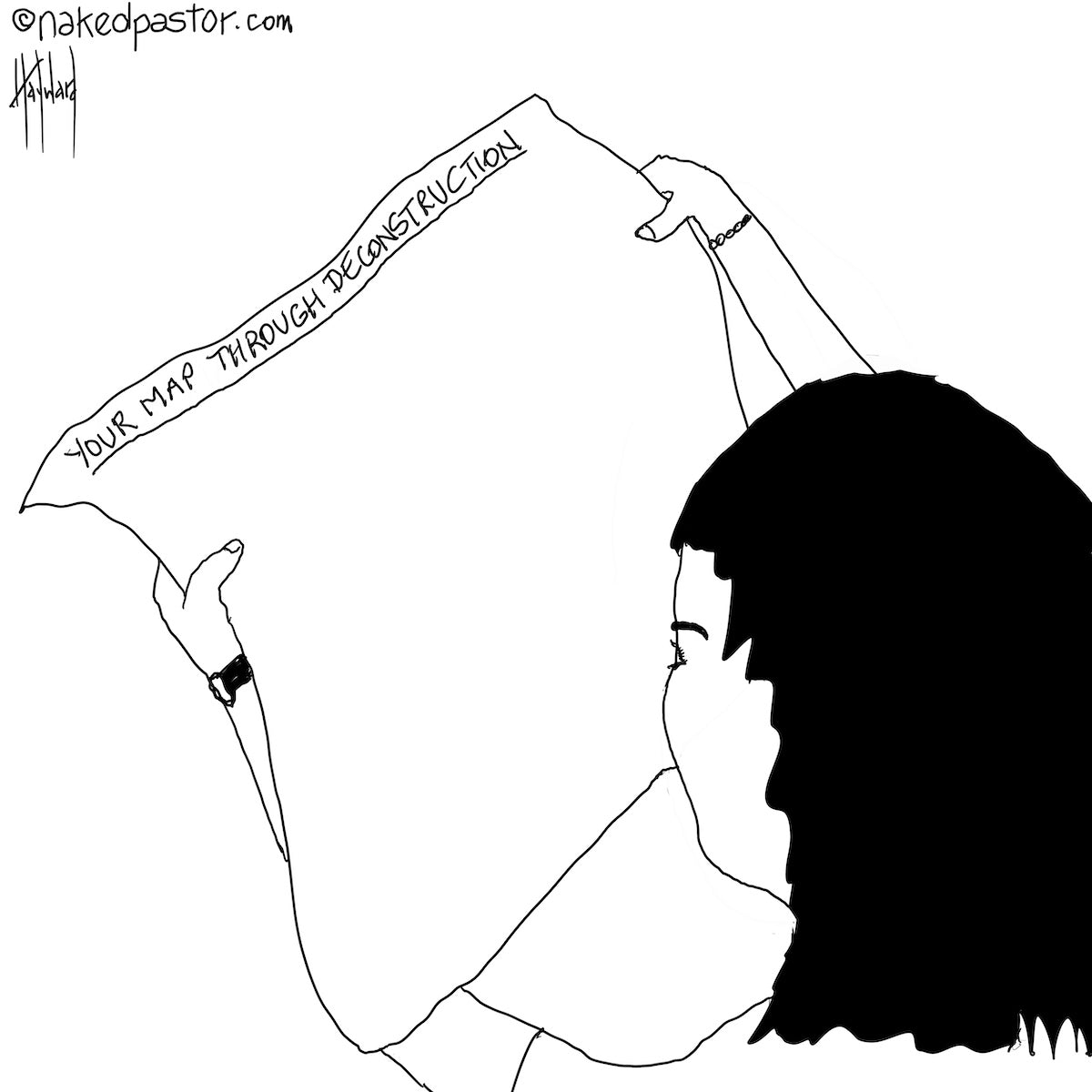 Your Map Through Deconstruction Digital Cartoon - by nakedpastor