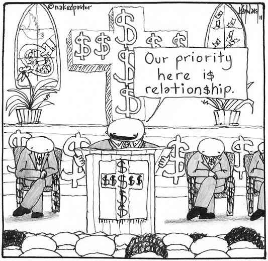 The Church, Money and Relationship Digital Cartoon