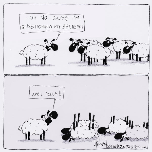 April Fools Sheep Digital Cartoon - by nakedpastor